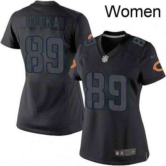 Womens Nike Chicago Bears 89 Mike Ditka Limited Black Impact NFL Jersey